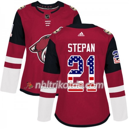 Arizona Coyotes Trikot Derek Stepan 21 Adidas 2017-2018 Rot USA Flag Fashion Authentic - Dame